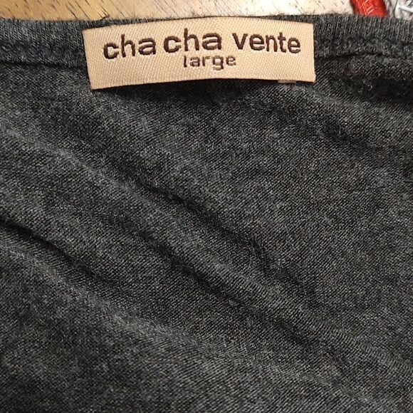 Cha Cha Vente heather gray shark bite style tunic top with pockets Sz L - Picture 5 of 5